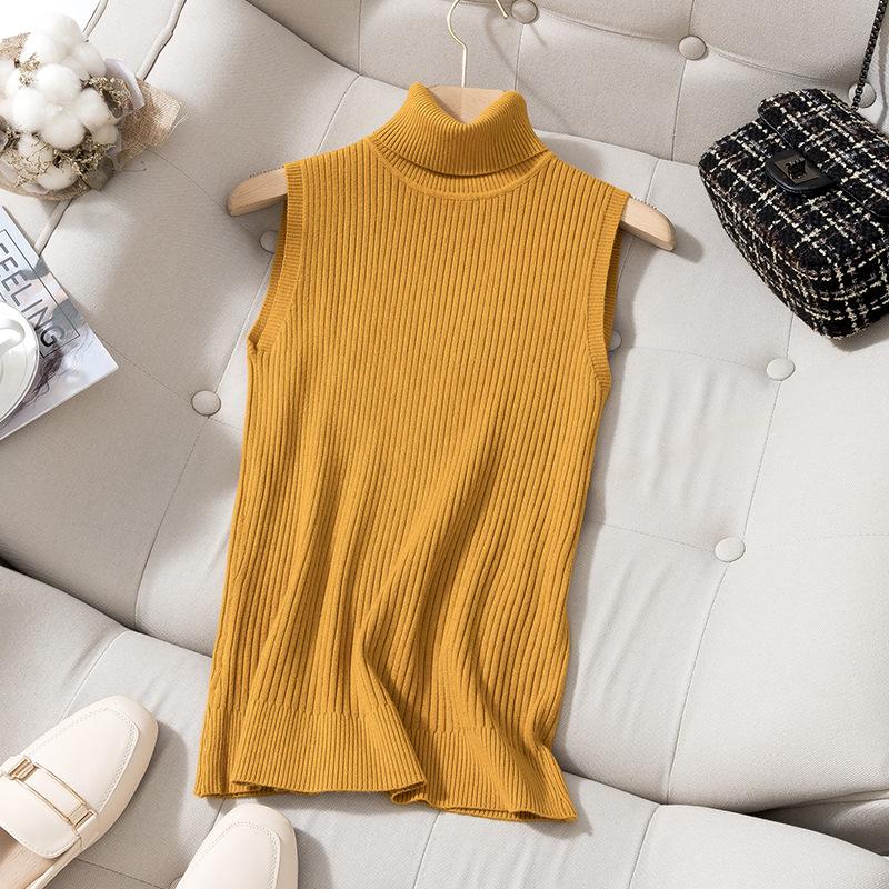 Ärmellose, warme Rollkragenweste für Damen im Herbst und Winter mit kleinem Anzug, hochelastischem Strickpullover und Hemdoberteil mit innerer Unterlage XXXL von Joom DACH