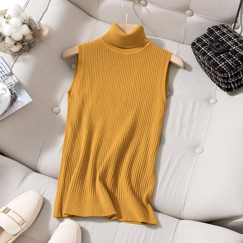 Ärmellose, warme Rollkragenweste für Damen im Herbst und Winter mit kleinem Anzug, hochelastischem Strickpullover und Hemdoberteil mit innerer Unterlage XXXL von Joom DACH