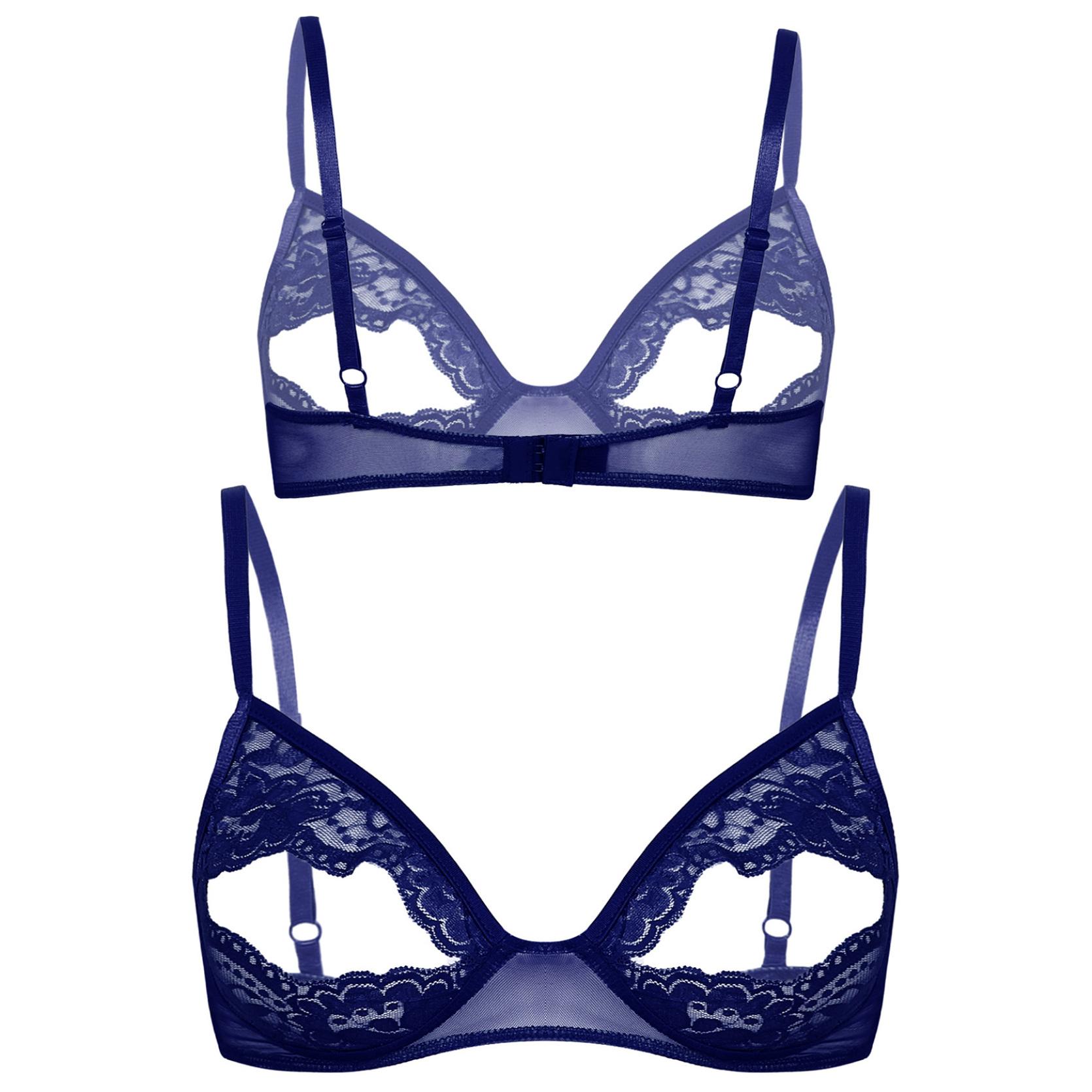 Ärmelloser, verstellbarer Spaghetti-Schulterträger für Damen, kabelloser, ungefütterter Dreiecks-BH mit floraler Spitze 4XL von Joom DACH