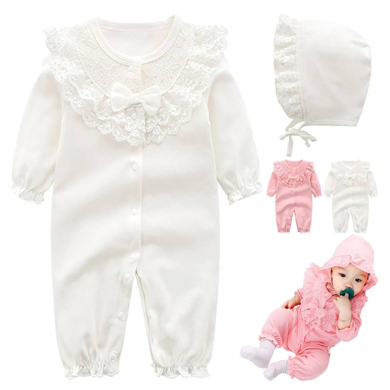AGRADI Baby Neugeborenes Krankenhaus Entlassungszeremonie Baby Formeller Overall für Mädchen und Inklusive Set für Schreinbesuche und Krankenhausentlassungen Kleid, weiß von Joom DACH