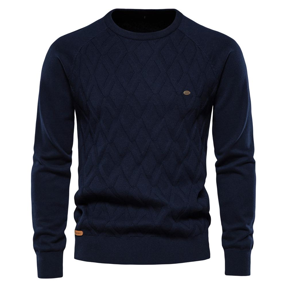 AIOPESON Argyle männer Grundlegende Pullover Einfarbig Oansatz Gestrickte Männliche Pullover Winter Mode Neue Strickwaren für Männer XXL 85-92 kg navy blau von Joom DACH