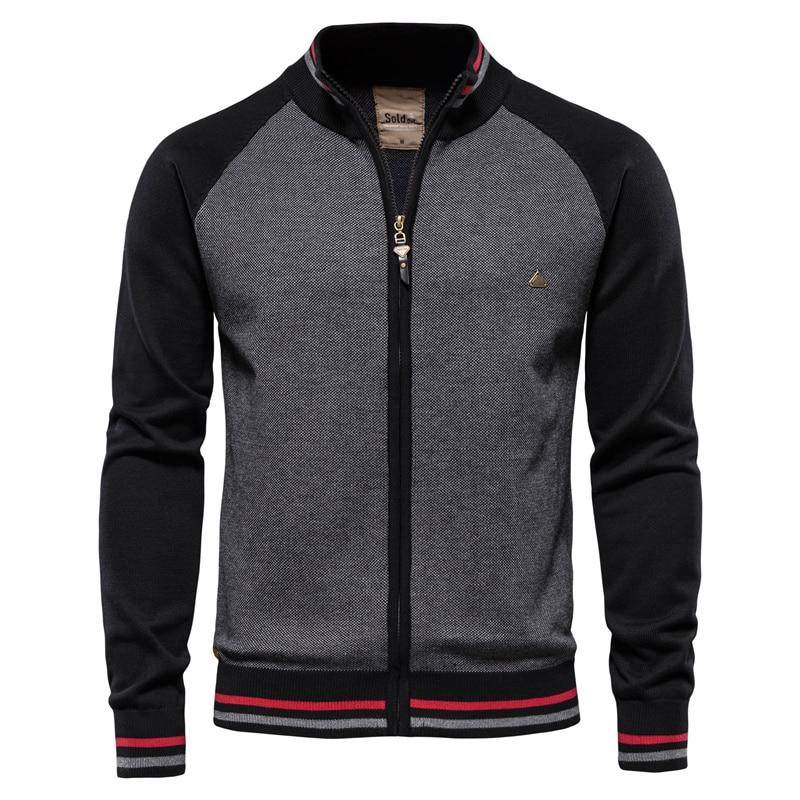 AIOPESON Baumwolle Zipper Strickjacke Männer Casual Hohe Qualität Pullover Männer Winter Mode Marke Strickjacken für Männer M 55-65 kg schwarz von Joom DACH