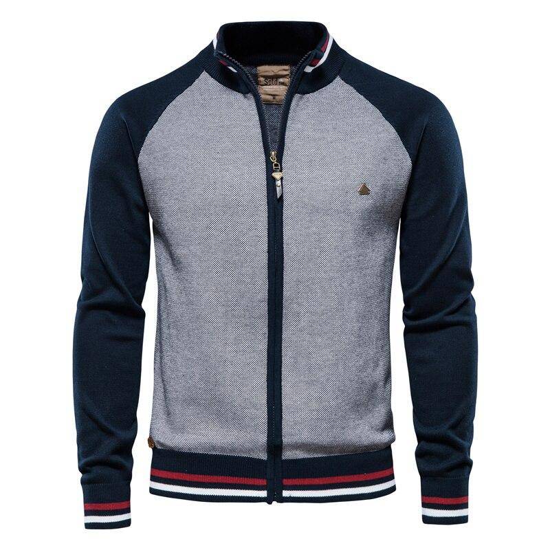 AIOPESON Baumwolle Zipper Strickjacke Männer Casual Hohe Qualität Pullover Männer Winter Mode Marke Strickjacken für Männer M 55-65 kg dunkelblau von Joom DACH