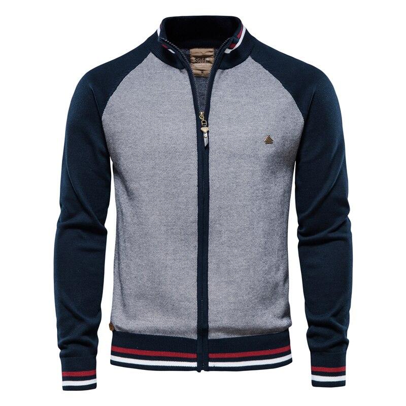 AIOPESON Baumwolle Zipper Strickjacke Männer Casual Hohe Qualität Pullover Männer Winter Mode Marke Strickjacken für Männer XL 75-82 kg dunkelblau von Joom DACH