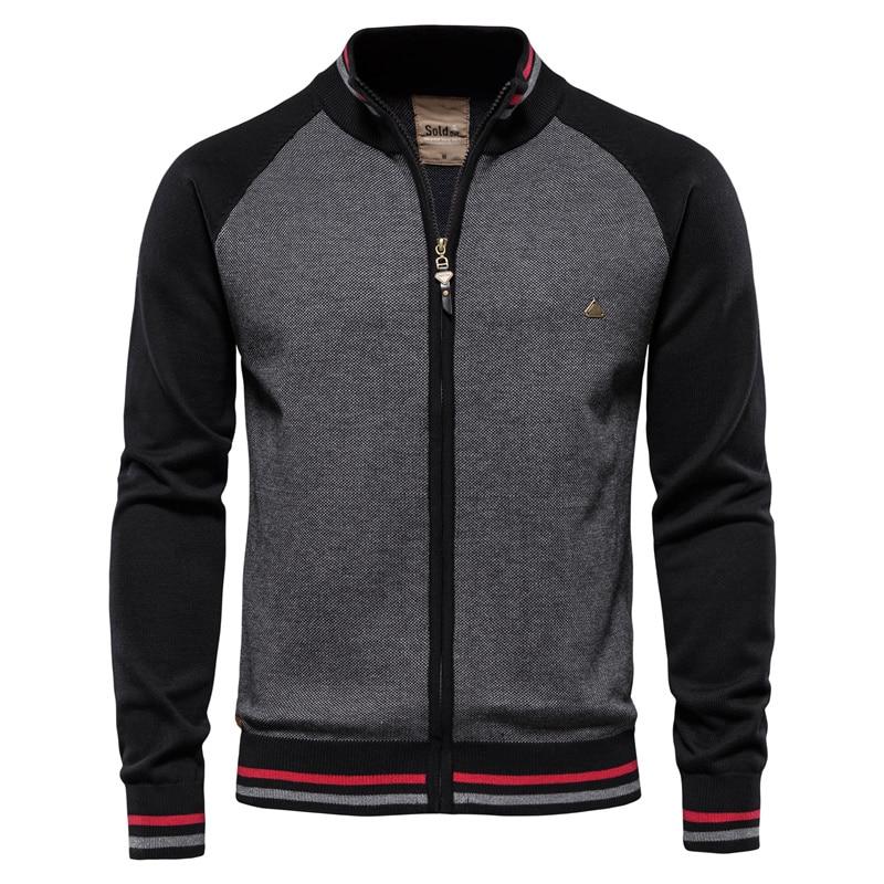 AIOPESON Baumwolle Zipper Strickjacke Männer Casual Hohe Qualität Pullover Männer Winter Mode Marke Strickjacken für Männer XXL 82-90 kg schwarz von Joom DACH