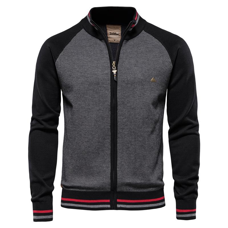 AIOPESON Baumwolle Zipper Strickjacke Männer Casual Hohe Qualität Pullover Männer Winter Mode Marke Strickjacken für Männer XXXL 90-98 kg schwarz von Joom DACH