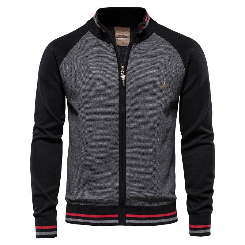 AIOPESON Baumwolle Zipper Strickjacke Männer Casual Hohe Qualität Pullover Männer Winter Mode Marke Strickjacken für Männer XXXL 90-98 kg schwarz von Joom DACH