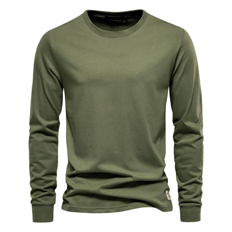 AIOPESON Einfarbig Baumwolle T Shirt Männer Casual Oansatz Lange Ärmeln Herren T-shirts Neue Herbst Hohe Qualität Bunte T-shirt Für männer XL 80-90 kg armee grüne von Joom DACH