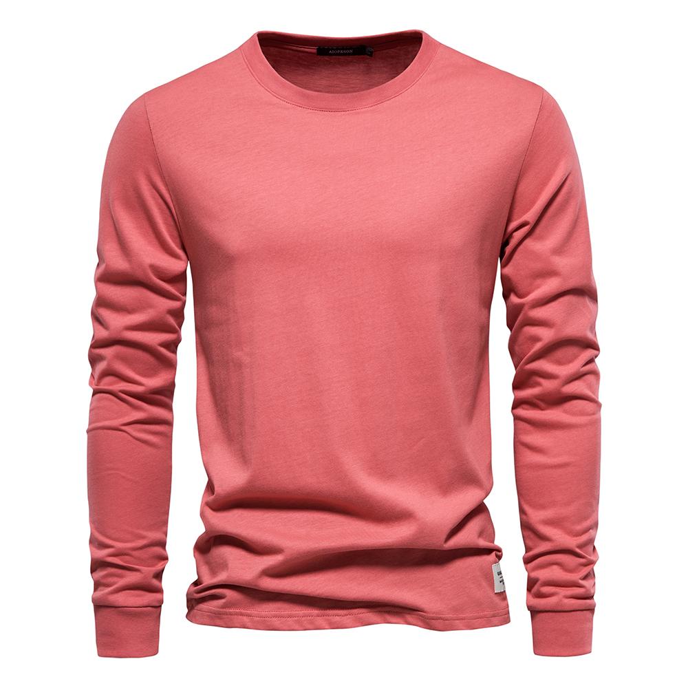 AIOPESON Einfarbig Baumwolle T Shirt Männer Casual Oansatz Lange Ärmeln Herren T-shirts Neue Herbst Hohe Qualität Bunte T-shirt Für männer XXL 90-100 kg rot von Joom DACH