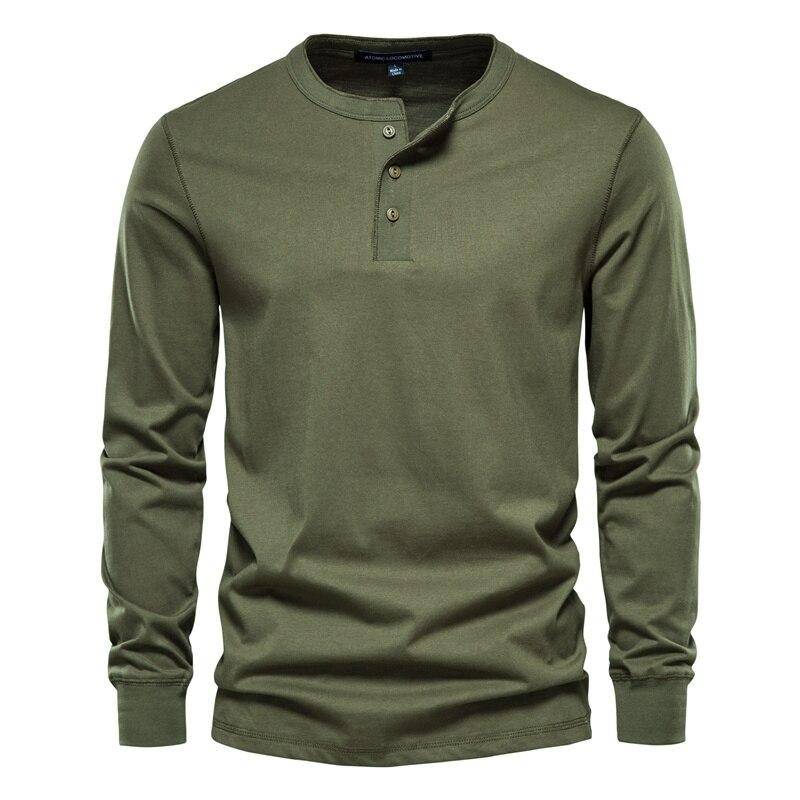 AIOPESON Henley Kragen 100% Baumwolle T Shirt Männer Casual Einfarbig Langarm Top Tees Männer Neue Herbst Hohe Qualität herren T Shirts 4XL armee grüne AIOPESON Henley Kragen 100% Baumwolle T Shirt Männer Casual Einfarbig Langarm Top Tees Männer Neue Herbst Hohe Qualität herren T Shirts 4XL armee grüne von Joom DACH