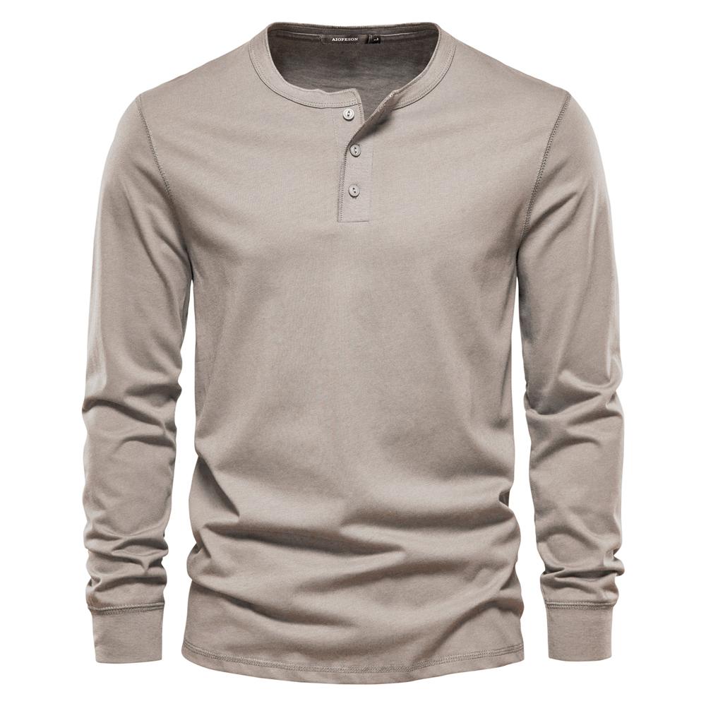 AIOPESON Henley Kragen 100% Baumwolle T Shirt Männer Casual Einfarbig Langarm Top Tees Männer Neue Herbst Hohe Qualität herren T Shirts XXL khaki AIOPESON Henley Kragen 100% Baumwolle T Shirt Männer Casual Einfarbig Langarm Top Tees Männer Neue Herbst Hohe Qualität herren T Shirts XXL khaki von Joom DACH