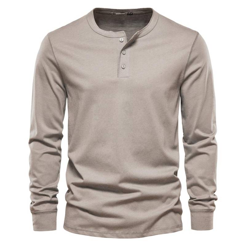 AIOPESON Henley Kragen 100% Baumwolle T Shirt Männer Casual Einfarbig Langarm Top Tees Männer Neue Herbst Hohe Qualität herren T Shirts XXL khaki AIOPESON Henley Kragen 100% Baumwolle T Shirt Männer Casual Einfarbig Langarm Top Tees Männer Neue Herbst Hohe Qualität herren T Shirts XXL khaki von Joom DACH