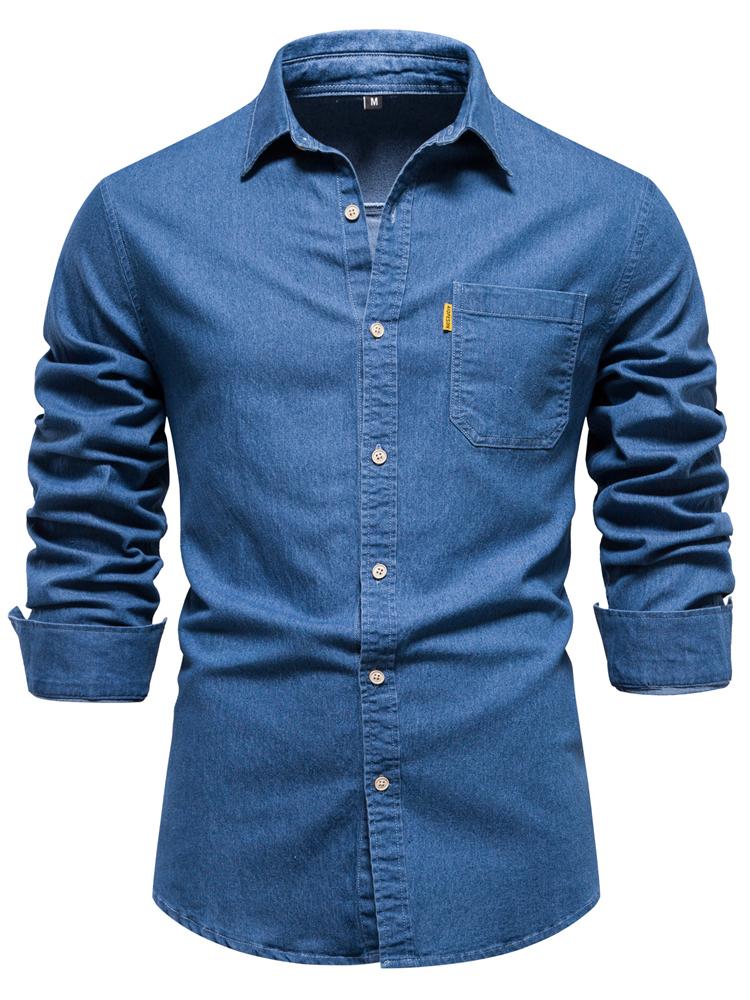 AIOPESON Herbst Neue Baumwolle männer Denim Hemd Einfarbig Einzelne Tasche Casual Langarm Hemd Herbst Jeans Hemd für männer L 75-85 kg blaue Lupine AIOPESON Herbst Neue Baumwolle männer Denim Hemd Einfarbig Einzelne Tasche Casual Langarm Hemd Herbst Jeans Hemd für männer L 75-85 kg blaue Lupine von Joom DACH