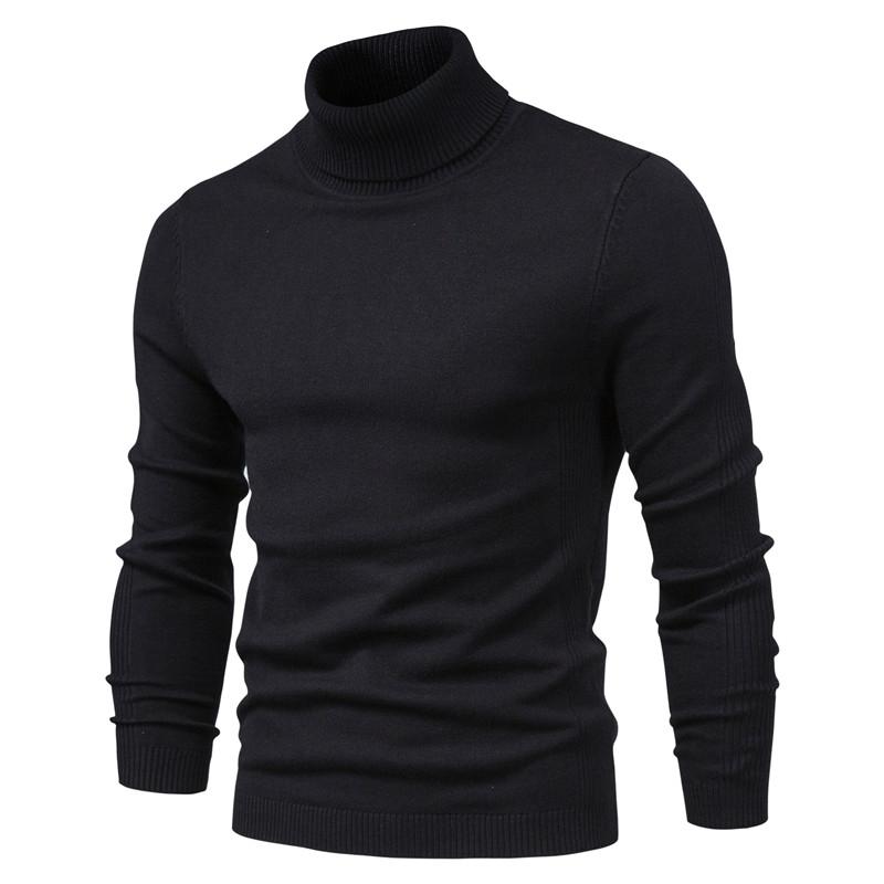 AIOPESON Herren Pullover Winter Rollkragen Dicke Casual Rollkragen Einfarbig Qualität Warme Dünne Strickjacke Männer Rollkragen Pullover Männlich L 65-72kg schwarz von Joom DACH