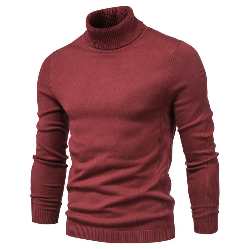 AIOPESON Herren Pullover Winter Rollkragen Dicke Casual Rollkragen Einfarbig Qualität Warme Dünne Strickjacke Männer Rollkragen Pullover Männlich XL 72-80kg rot von Joom DACH