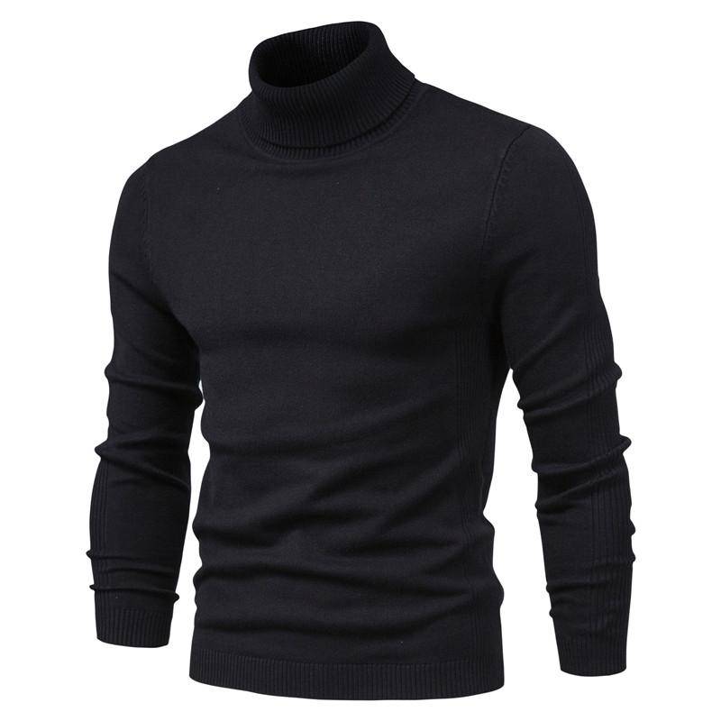 AIOPESON Herren Pullover Winter Rollkragen Dicke Casual Rollkragen Einfarbig Qualität Warme Dünne Strickjacke Männer Rollkragen Pullover Männlich XL 72-80kg schwarz von Joom DACH