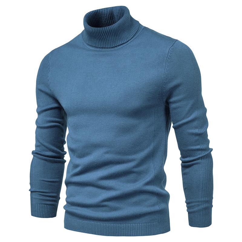 AIOPESON Herren Pullover Winter Rollkragen Dicke Casual Rollkragen Einfarbig Qualität Warme Dünne Strickjacke Männer Rollkragen Pullover Männlich XXL 80-88kg blau-graue von Joom DACH