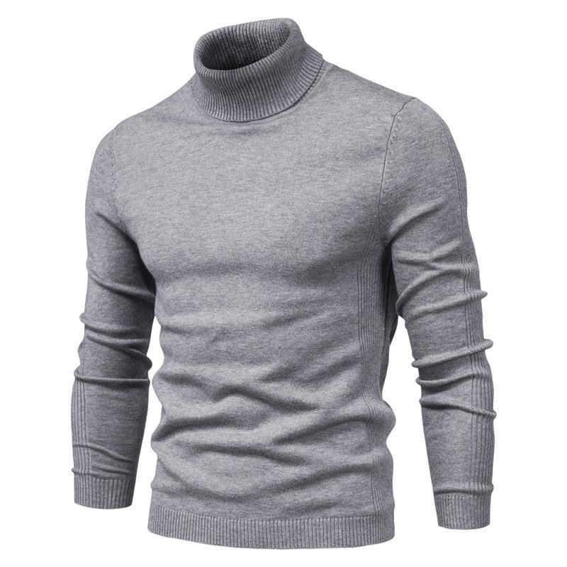AIOPESON Herren Pullover Winter Rollkragen Dicke Casual Rollkragen Einfarbig Qualität Warme Dünne Strickjacke Männer Rollkragen Pullover Männlich XXL 80-88kg grau von Joom DACH