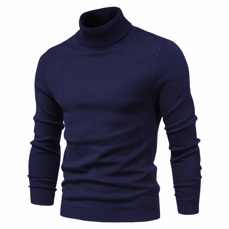 AIOPESON Herren Pullover Winter Rollkragen Dicke Casual Rollkragen Einfarbig Qualität Warme Dünne Strickjacke Männer Rollkragen Pullover Männlich XXL 80-88kg navy blau von Joom DACH