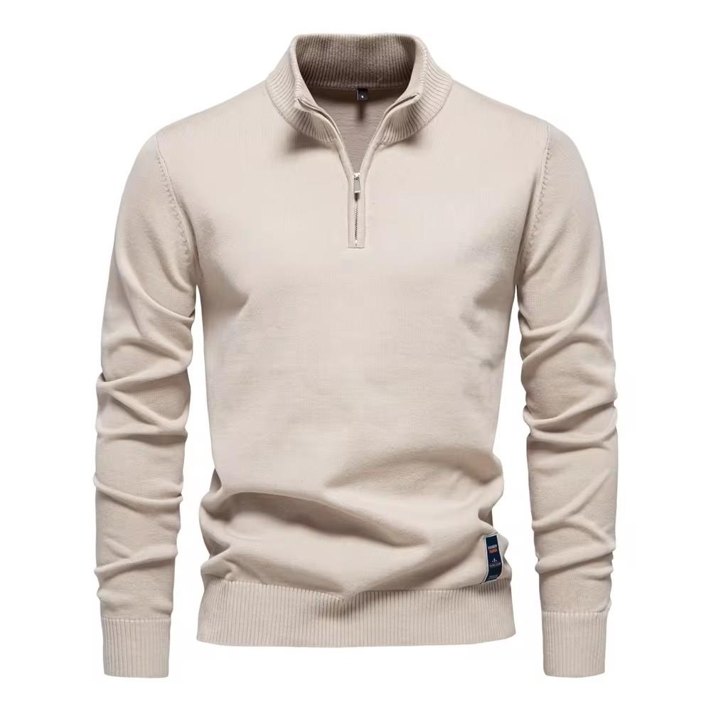 AIOPESON Herren-Pullover aus Baumwolle mit Viertelreißverschluss, einfarbig, lässig, leger, leger, Strick, Rollkragen, Polo-Pullover für Männer EUR L 75-85kg apricot von Joom DACH