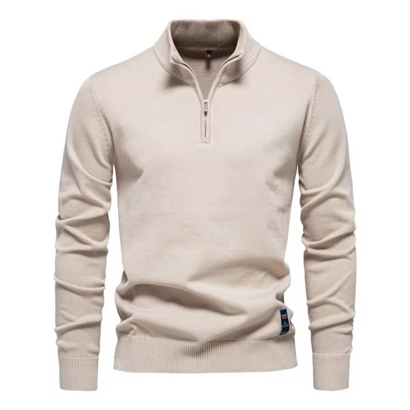 AIOPESON Herren-Pullover aus Baumwolle mit Viertelreißverschluss, einfarbig, lässig, leger, leger, Strick, Rollkragen, Polo-Pullover für Männer EUR L 75-85kg apricot von Joom DACH