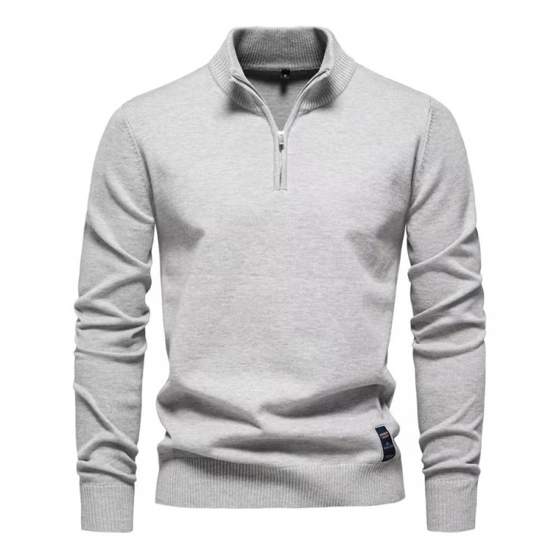AIOPESON Herren-Pullover aus Baumwolle mit Viertelreißverschluss, einfarbig, lässig, leger, leger, Strick, Rollkragen, Polo-Pullover für Männer EUR XXL 95-105kg licht grau von Joom DACH