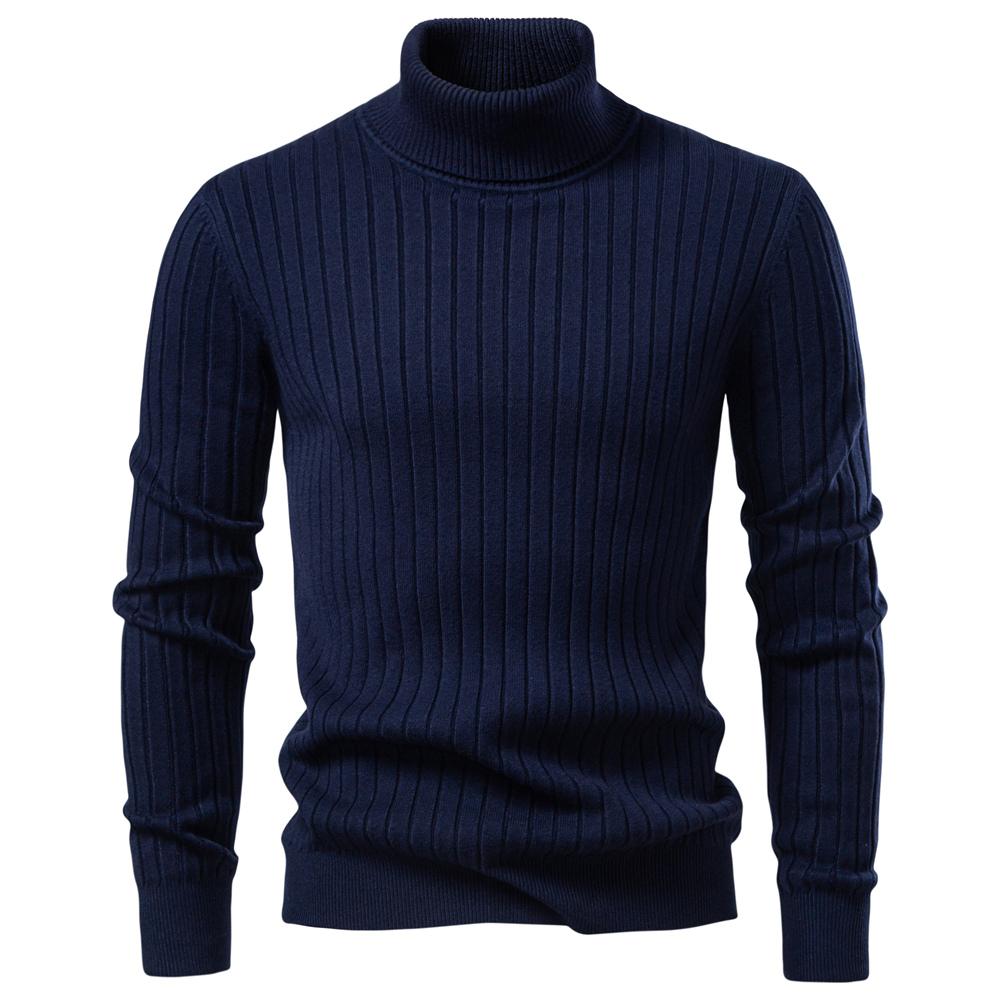 AIOPESON Herren Rollkragenpullover Einfarbig mit gestreiftem Pullover Warme Strickwaren Winter Basic Casual Hochwertiger Pullover Herren EUR XXL 95-105kg von Joom DACH