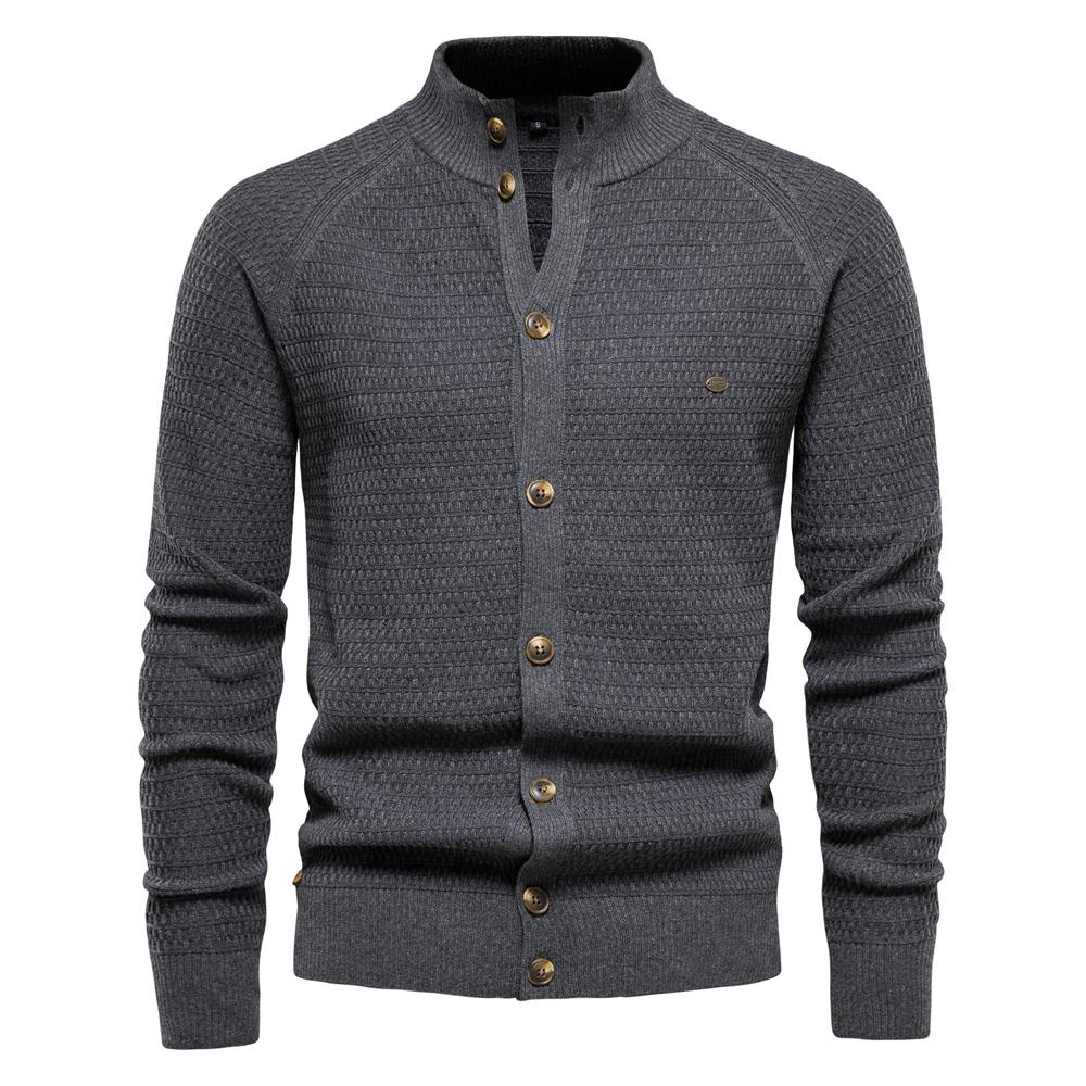AIOPESON Herren Strickjacke 2022 Neue Winter Einfarbig Baumwolle Hohe Qualität Taste Mock Neck Pullover für Männer Mode Grundlegende strickjacken Männer L 70-78 kg dunkelgrau von Joom DACH