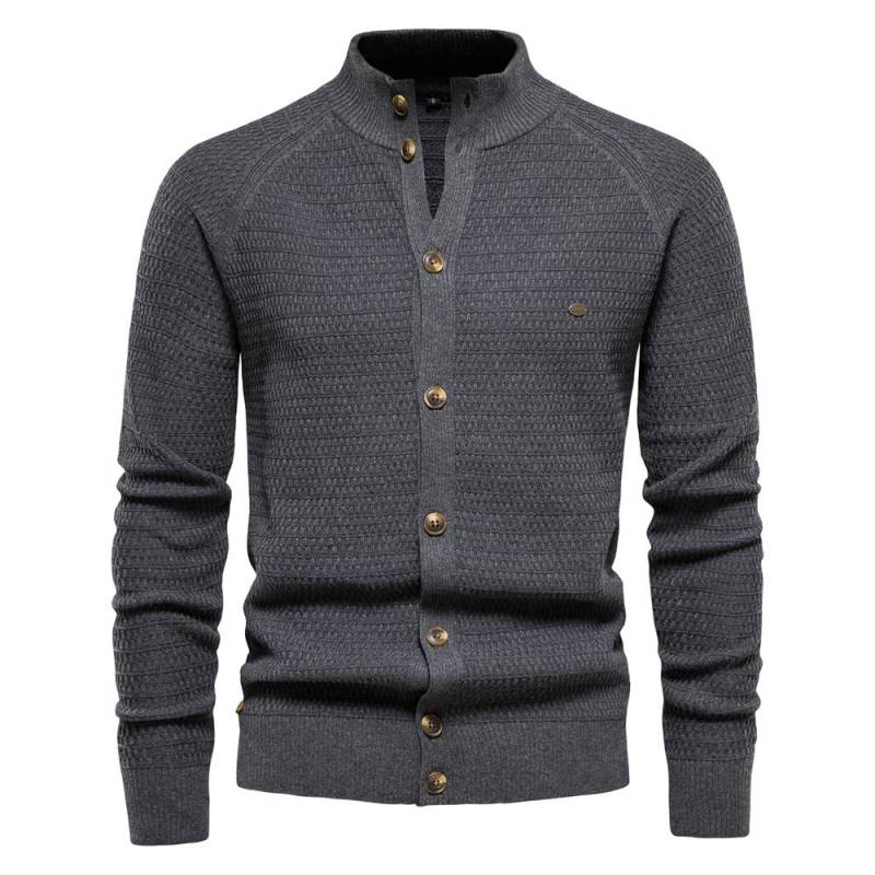 AIOPESON Herren Strickjacke 2022 Neue Winter Einfarbig Baumwolle Hohe Qualität Taste Mock Neck Pullover für Männer Mode Grundlegende strickjacken Männer L 70-78 kg dunkelgrau von Joom DACH