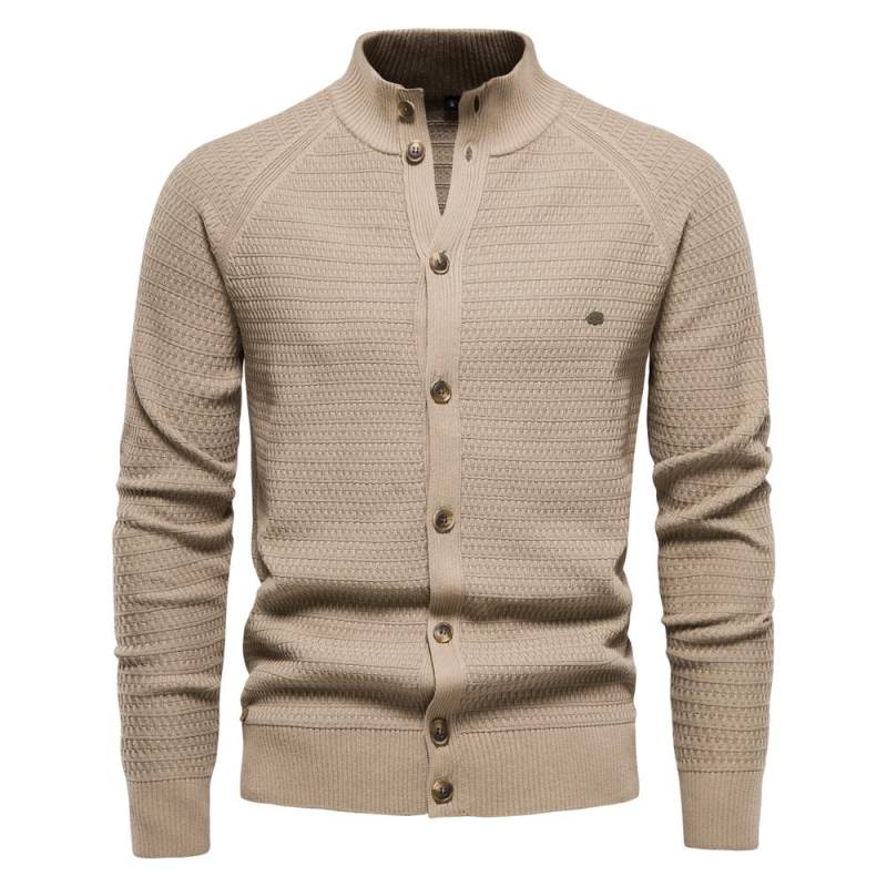 AIOPESON Herren Strickjacke 2022 Neue Winter Einfarbig Baumwolle Hohe Qualität Taste Mock Neck Pullover für Männer Mode Grundlegende strickjacken Männer L 70-78 kg khaki von Joom DACH