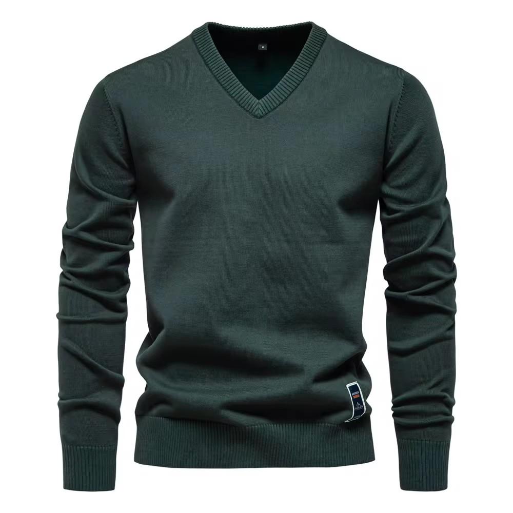 AIOPESON Herren V-Ausschnitt Einfarbig Baumwolle Pullover Langarm Lässige Gesellschaftliche Strickpullover für Männer EUR XXL 95-105kg von Joom DACH