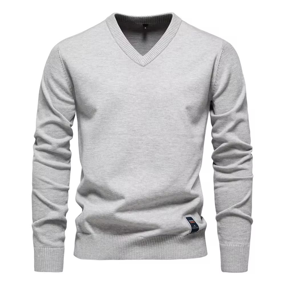 AIOPESON Herren V-Ausschnitt Einfarbig Baumwolle Pullover Langarm Lässige Gesellschaftliche Strickpullover für Männer EUR XXL 95-105kg von Joom DACH