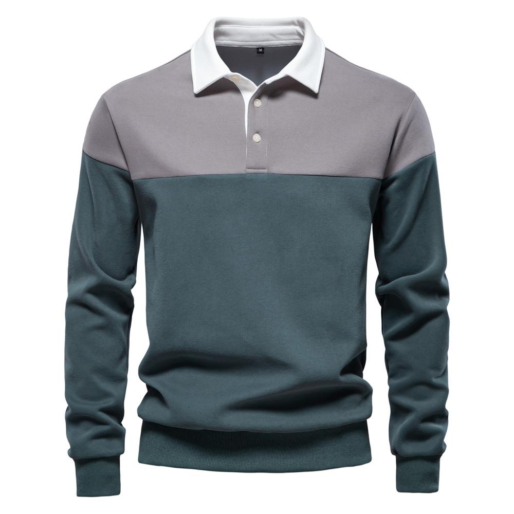 AIOPESON Neues Frühlings-Herren-Baumwollmischungs-Sweatshirt Business Casual Stil Langarm Patchwork-Sweatshirt für Herren EUR XXL 95-105kg grau von Joom DACH