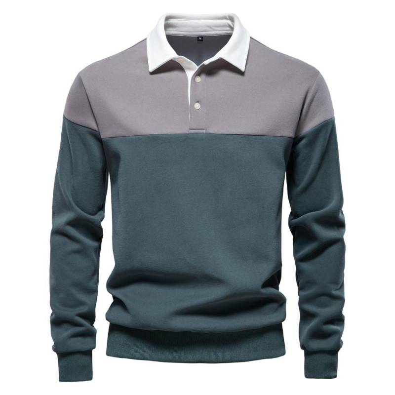 AIOPESON Neues Frühlings-Herren-Baumwollmischungs-Sweatshirt Business Casual Stil Langarm Patchwork-Sweatshirt für Herren EUR XXL 95-105kg grau von Joom DACH