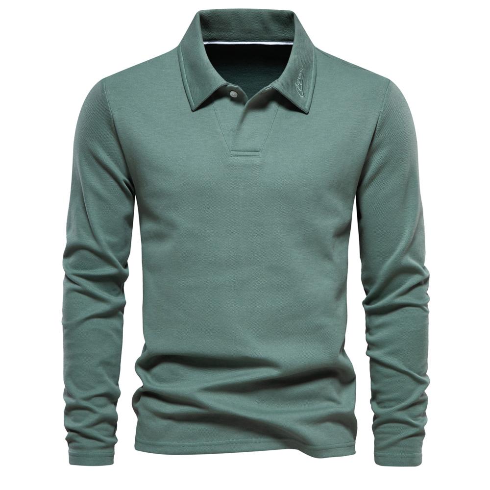 AIOPESON Stickerei-Poloshirt für Herren, modischer Ausschnitt, Umlegekragen, lässiges Herren-Poloshirt, Luxus-Golfhemd S 55-65 kg seladon grün von Joom DACH