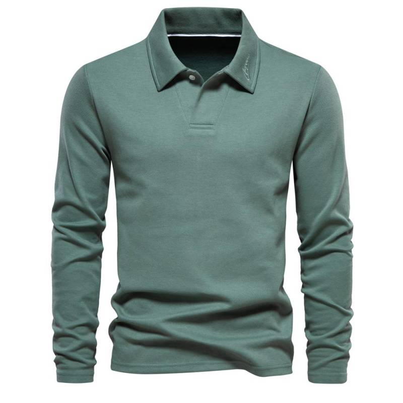 AIOPESON Stickerei-Poloshirt für Herren, modischer Ausschnitt, Umlegekragen, lässiges Herren-Poloshirt, Luxus-Golfhemd S 55-65 kg seladon grün von Joom DACH