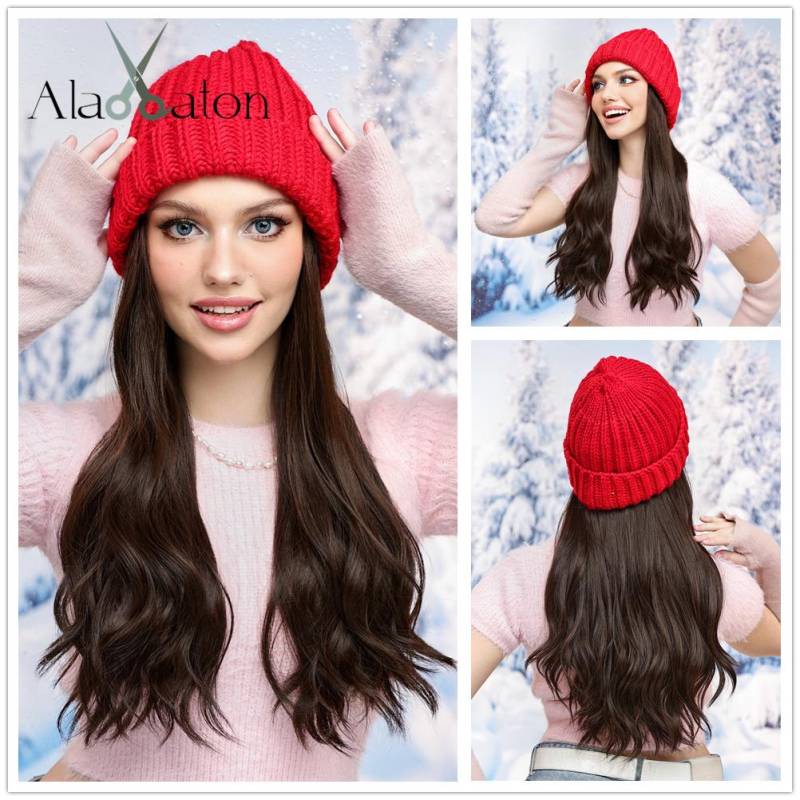 ALAN EATON Hut Perücken Kappe mit Haaren Blonde Farbe Verbinden Sie synthetische Haarverlängerungen für Frauen Tägliche Party Hochtemperaturfaser von Joom DACH