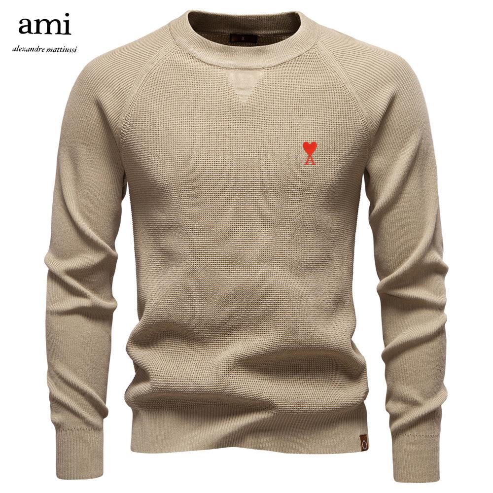 AMI 2025 Herbst und Winter Stickerei Neuer Rundhals Modischer Einfarbiger Pullover Herren Hochwertig Business Casual Gestrickt M von Joom DACH