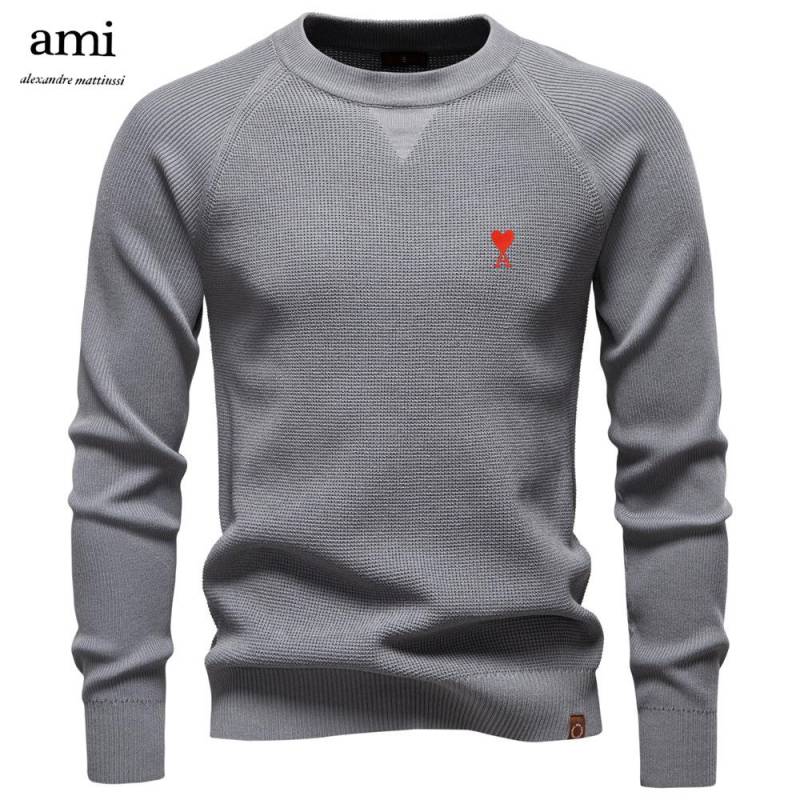 AMI 2025 Herbst und Winter Stickerei Neuer Rundhals Modischer Einfarbiger Pullover Herren Hochwertig Business Casual Gestrickt XXL von Joom DACH