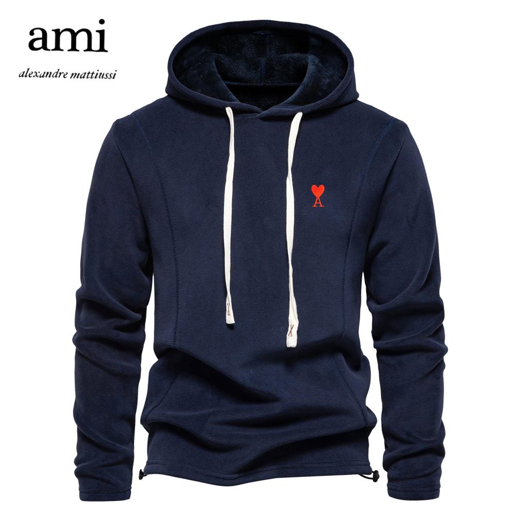 AMI Besticktes Herbst- und Winter-Sweatshirt für Herren mit langen Ärmeln und Kapuze, vielseitiges, warmes Fleece-Sweatshirt S von Joom DACH