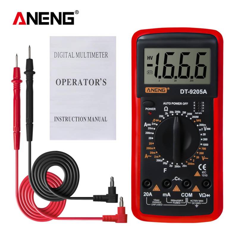 ANENG DT9205A Digital Multimeter AC/DC Transistor Tester Elektrische NCV Test Meter Professionelle Analog Auto Range Multimetro grün von Joom DACH