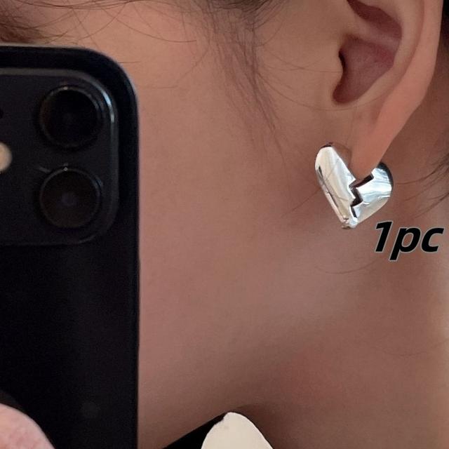 ANENJERY 1PC Creolen in gebrochener Herzform für Damen, modisch, exquisite geometrische Metall-Huggie-Ohrringe, Schmuckzubehör onsesize farbe: antik silber von Joom DACH