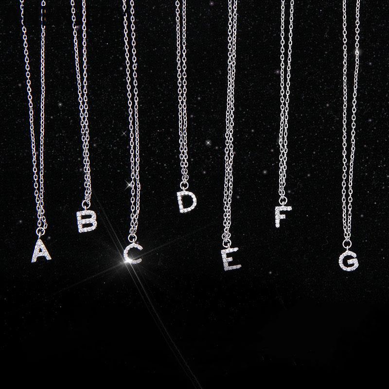 ANENJERY Tiny AZ 26 Alphabet-Anfangsbuchstaben-Namensanhänger-Halskette mit vollständig glänzendem Zirkon für Mädchen, bestes Geschenk A silber von Joom DACH