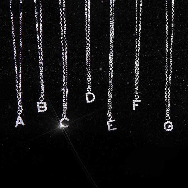 ANENJERY Tiny AZ 26 Alphabet-Anfangsbuchstaben-Namensanhänger-Halskette mit vollständig glänzendem Zirkon für Mädchen, bestes Geschenk A silber von Joom DACH