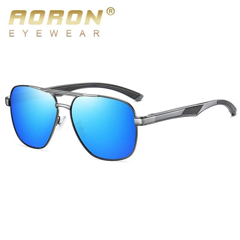 AORON Aluminium-Magnesium-Rahmen, polarisierte Herren-Sonnenbrille, Metall, klassisches Design, Auto-Angelbrille blau/graue von Joom DACH