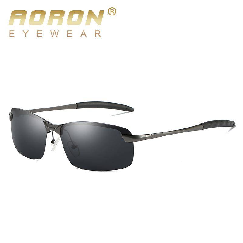 AORON Mode Herren Polarisierte Sonnenbrille Klassisches Design Vintage Schwarz Sport Laufen Vintage Pilotenbrille Autofahren Angeln schwarz/graue von Joom DACH