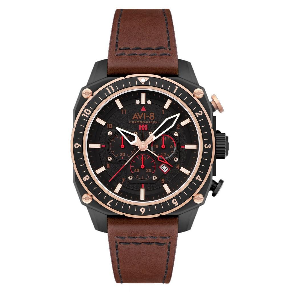 AVI-8 Hawker Hunter Atlas Dual Time Chronograph Jade Schwarzes Zifferblatt Quarz AV-4100-09 Herrenuhr schwarz von Joom DACH