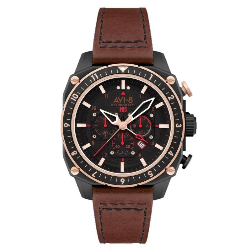 AVI-8 Hawker Hunter Atlas Dual Time Chronograph Jade Schwarzes Zifferblatt Quarz AV-4100-09 Herrenuhr schwarz von Joom DACH
