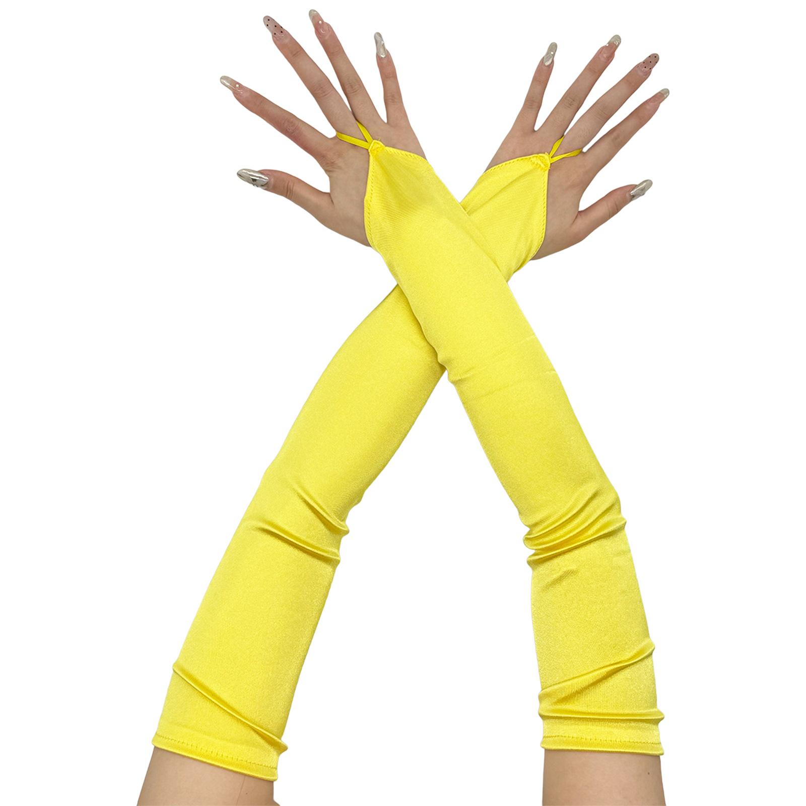 Abend Bankett Satin Handschuhe Prom Zubehör Lange Handschuhe für Oper Flapper Damen Thema Prom Kostüm gelb von Joom DACH