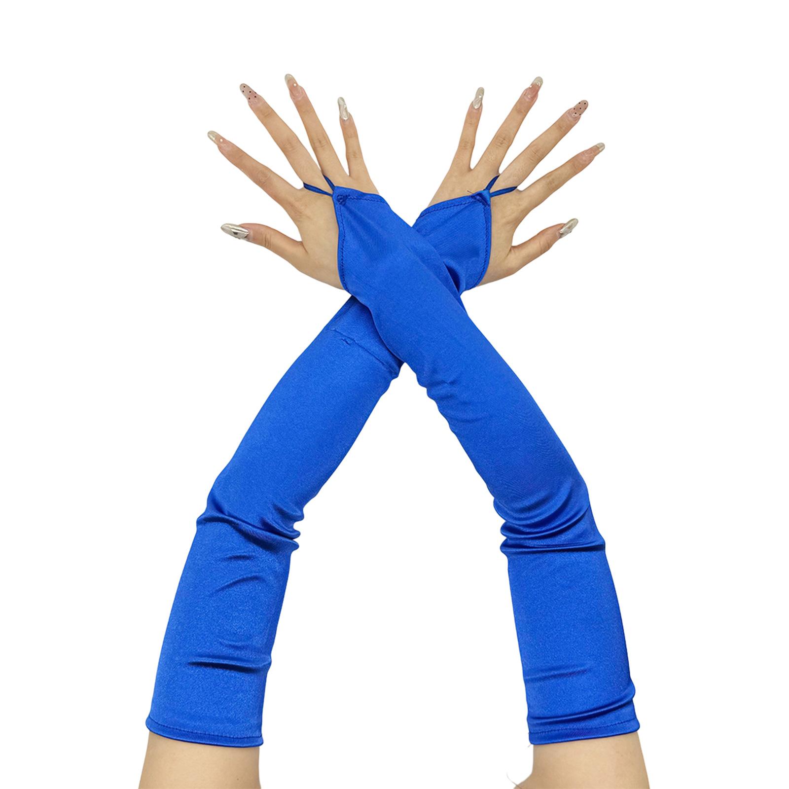 Abend Bankett Satin Handschuhe Prom Zubehör Lange Handschuhe für Oper Flapper Damen Thema Prom Kostüm blau von Joom DACH